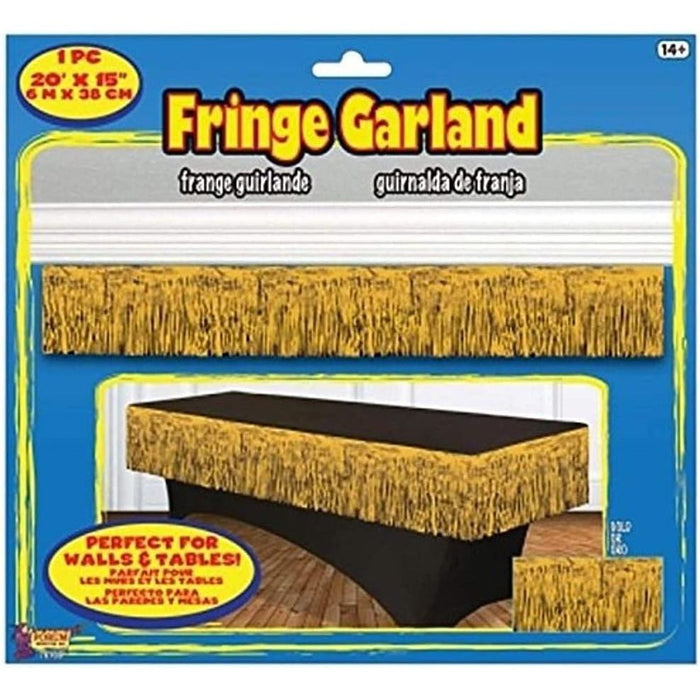 Gold Tinsel Fringe Garland 20"x15" Party Decoration - Indoor/Outdoor Use