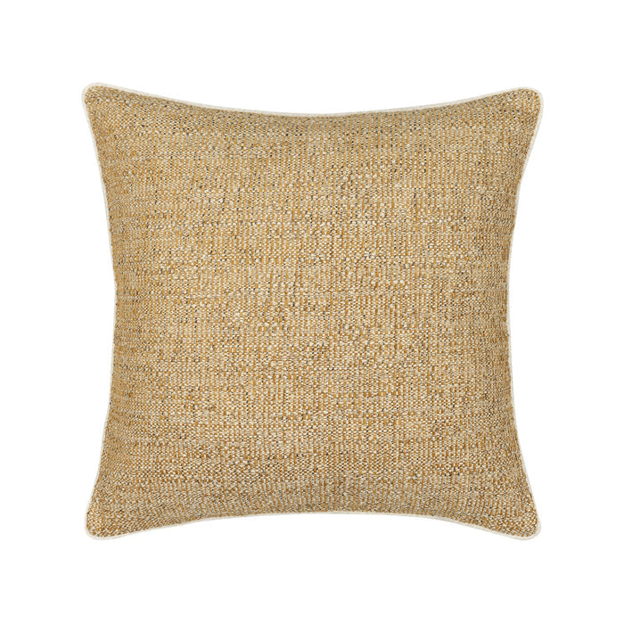 Pillow made from Warm golden-toned woven outdoor safe fabric with rich texture – Golden Hour by Elaine Smith