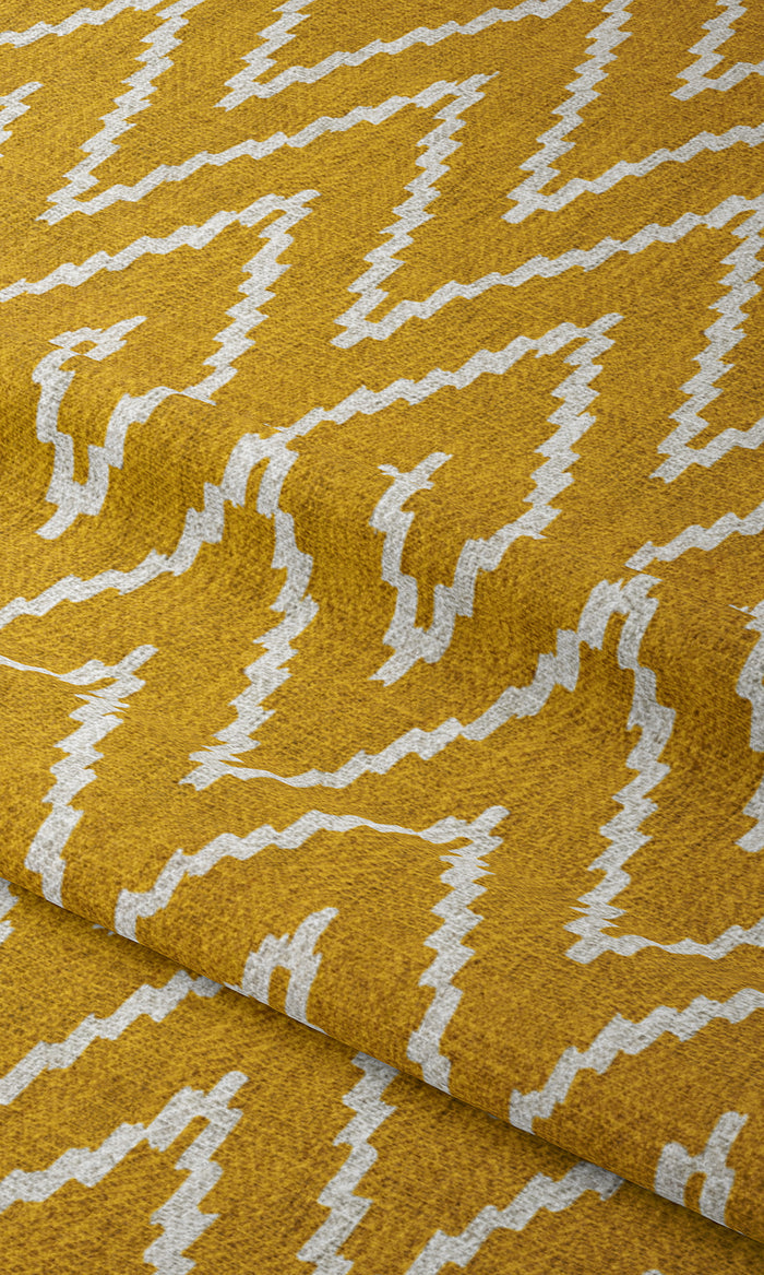 Chevron Print Drapes for Living, Bedroom, Kitchen, Bathroom (Deep Yellow/ White)