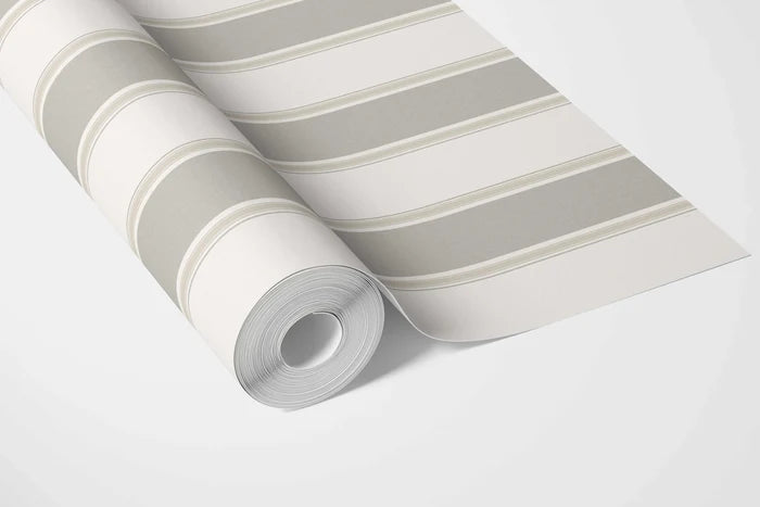 Neutral Geometric Striped Bathroom Wallpaper (Grey/ Beige/ Taupe)