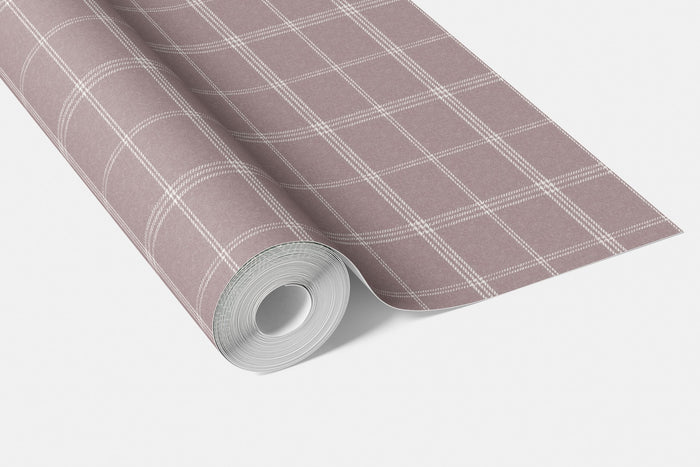 Geometric Plaid Checkered Bathroom Wallpaper (Mauve/ Muted Pink)