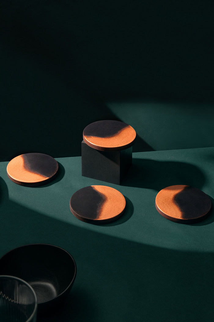 Black Patina Copper Half Time Coasters Empire Copper Portrait Websize