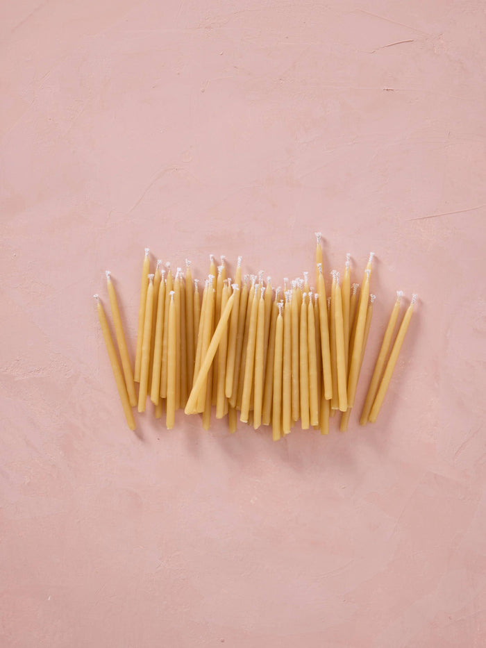 Hand-dipped Beeswax Birthday Candles  Natural
