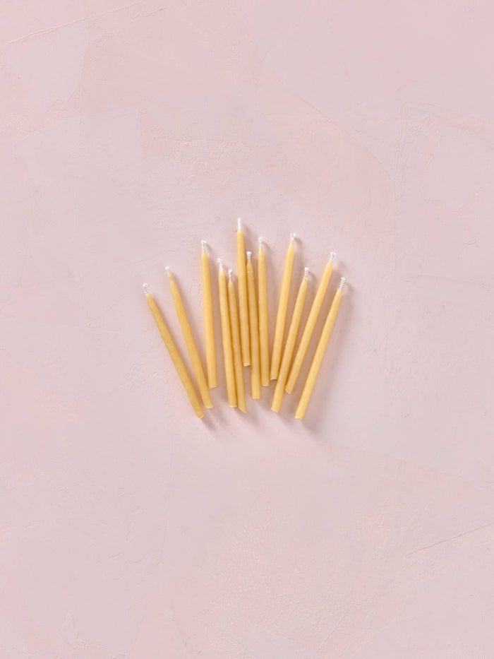 Hand-dipped Beeswax Birthday Candles  Natural