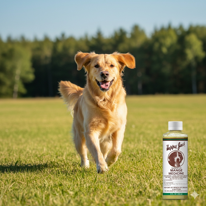 Happy Jack Sarcoptic Mange 8oz Dog Medicine 28% Sulfur Hot Spots Eczema Relief