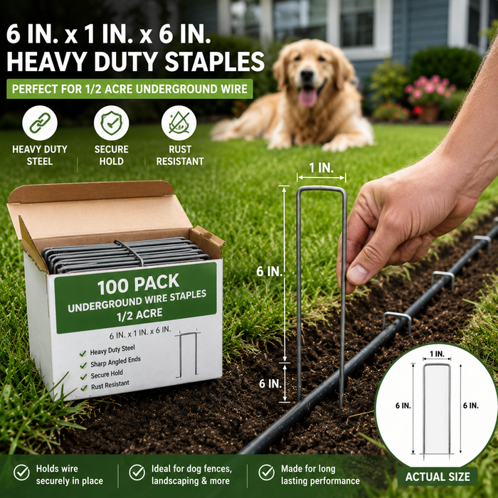 Heavy Duty Dog Fence Staples 100 Pack for Underground Wire 1/2 Acre