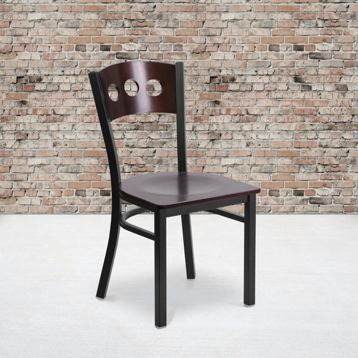 Bk/Wal 3 Circ Chair-Wood Seat