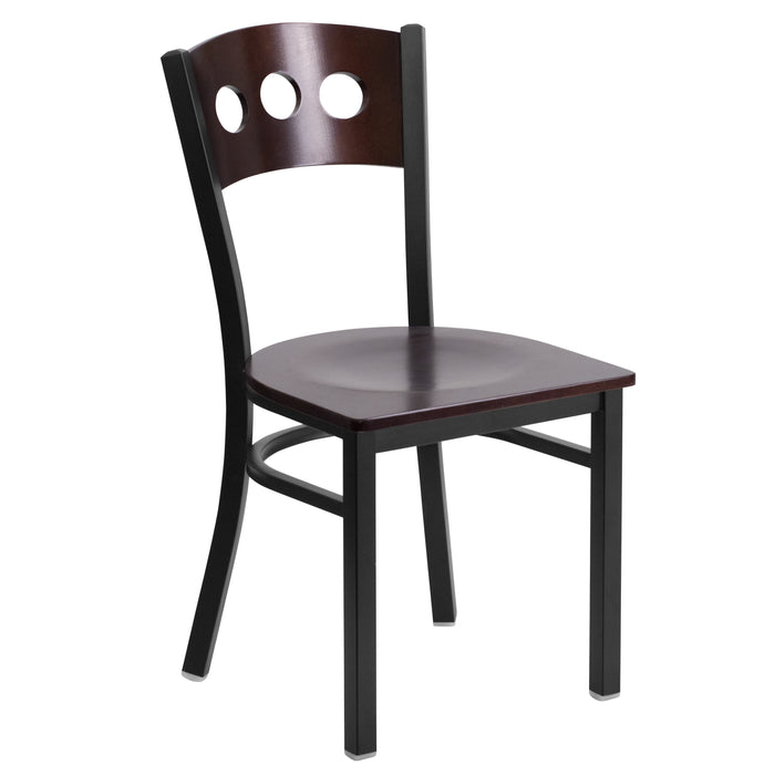Bk/Wal 3 Circ Chair-Wood Seat