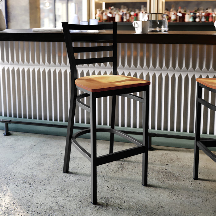 Black Ladder Stool-Nat Seat