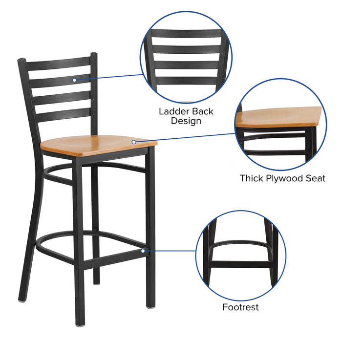 Black Ladder Stool-Nat Seat