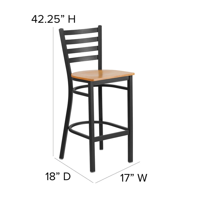 Black Ladder Stool-Nat Seat