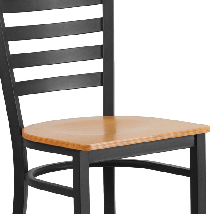 Black Ladder Stool-Nat Seat
