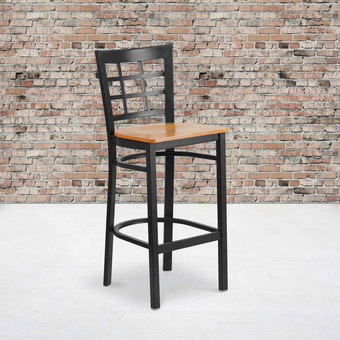Black Window Stool-Nat Seat