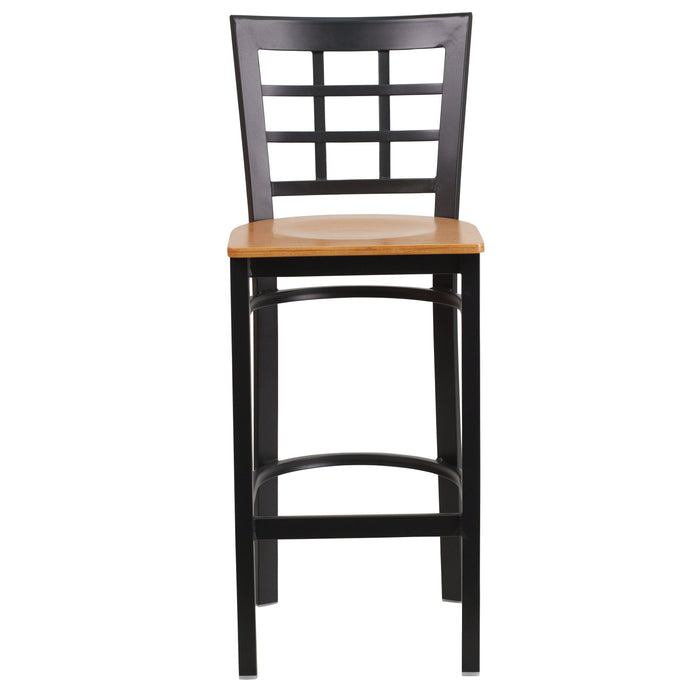 Black Window Stool-Nat Seat