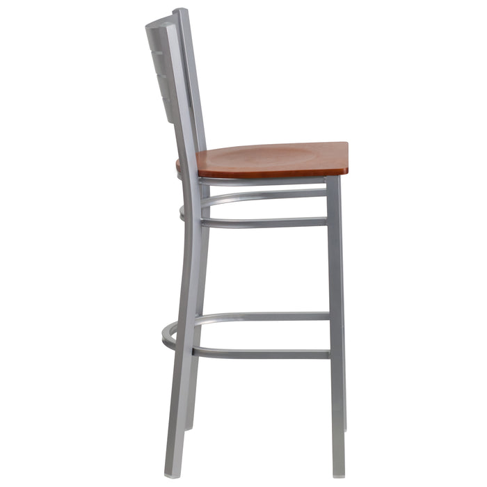 Silver Slat Stool-Chy Seat