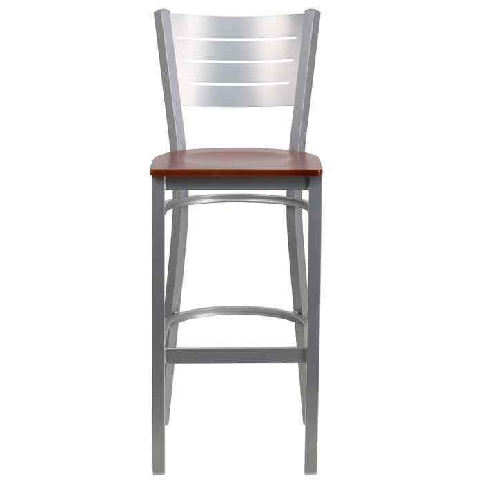 Silver Slat Stool-Chy Seat