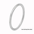 High Polished 925 Sterling Silver Full Round 3mm Band Ring - RING05