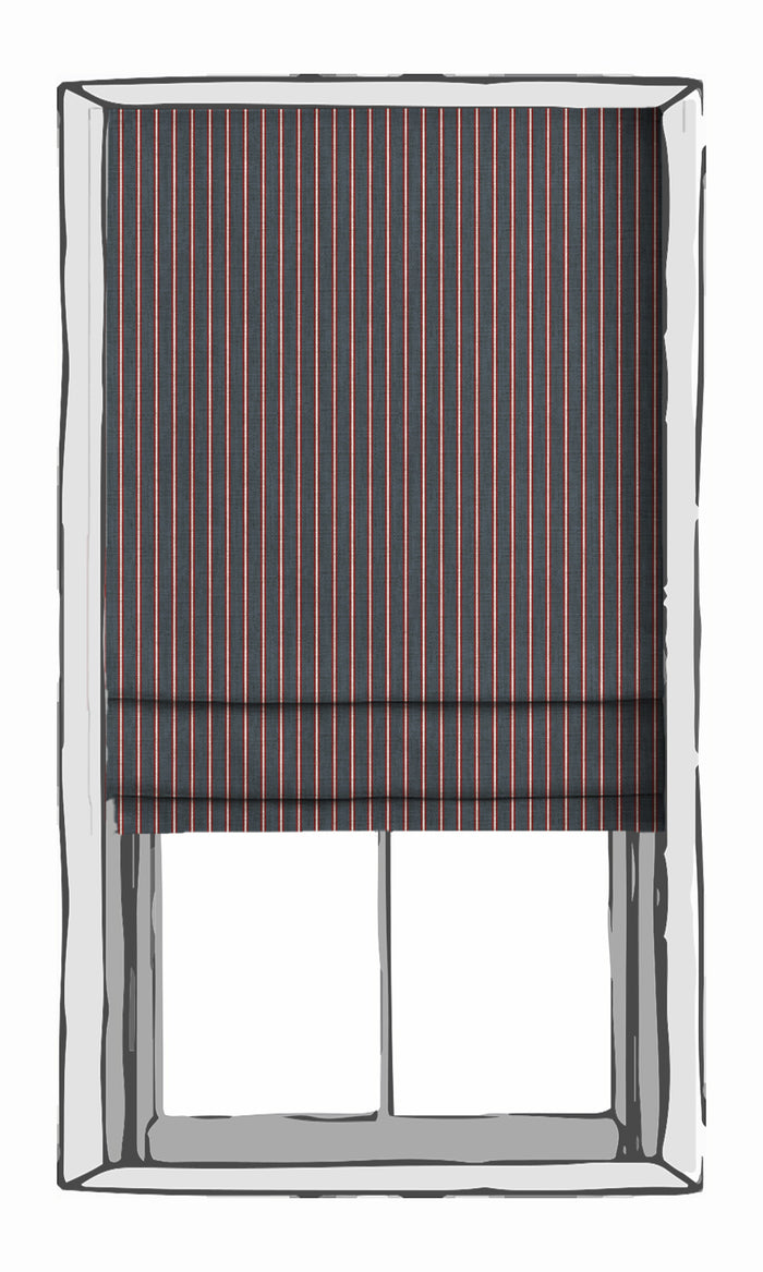 Striped Print Curtains for Living, Bedroom, Kitchen, Bathroom (Slate Grey/ Red)