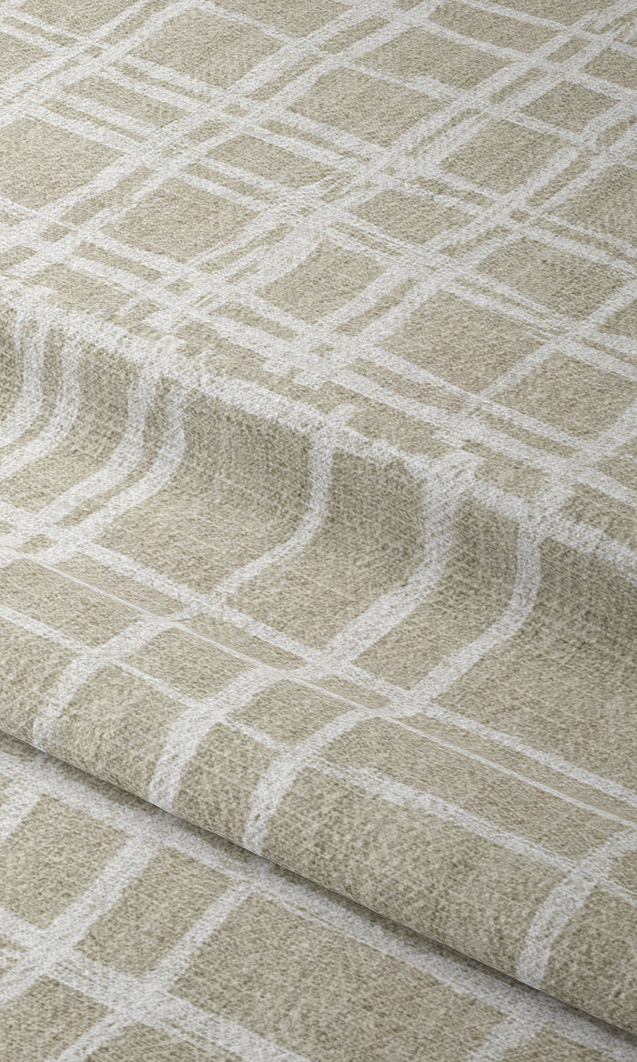Abstract Patterned Window Treatments Fabric By the Metre (Beige/ White)
