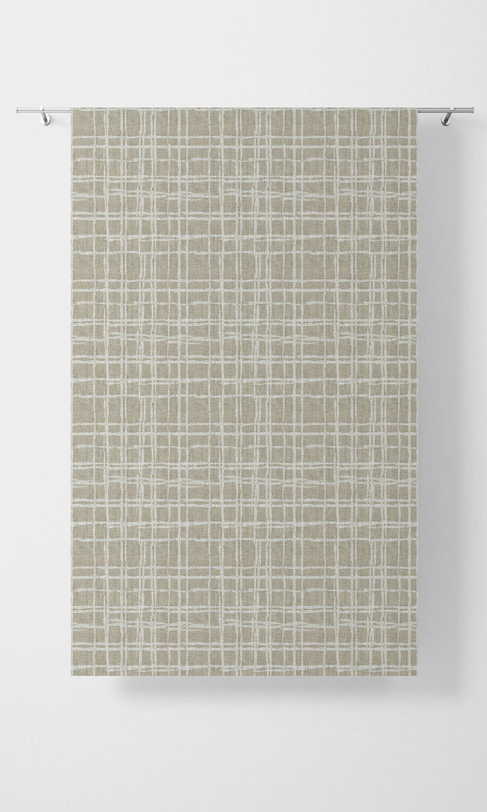 Abstract Patterned Home Textile Fabric Material By the Metre (Beige/ White)