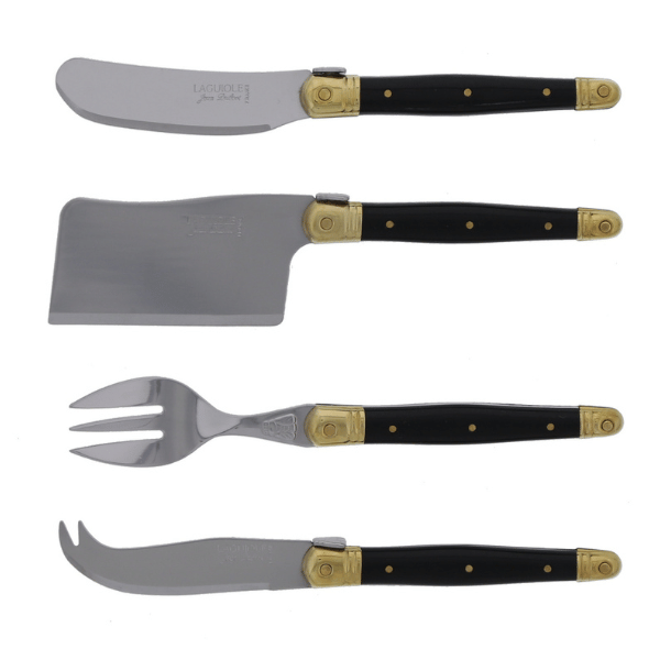 Jean Dubost Mini 4 Piece Cheese Set in Black and Brass