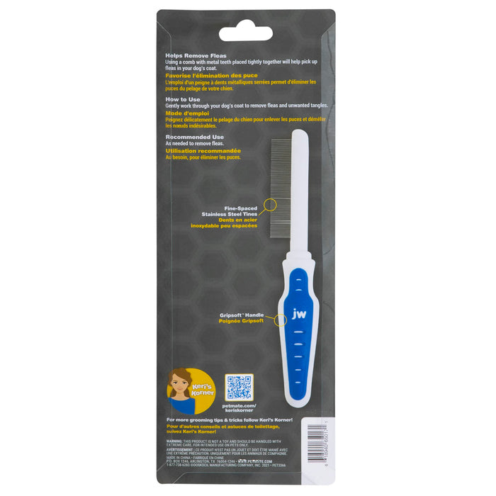 Jw Grip Soft Flea Pet Comb, Grey/yellow Plastic Grip Handle Easy to Use