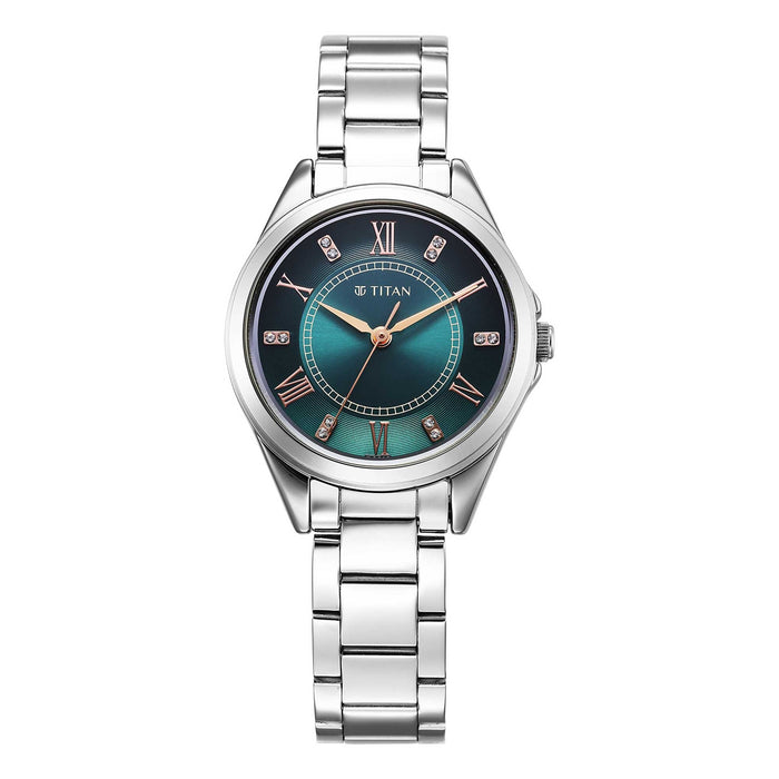 Karishma Radiance Women’s Watch 2565SM04 – Green Dial, Brass Case, Stainless Steel Strap, Quartz, Mineral Glass