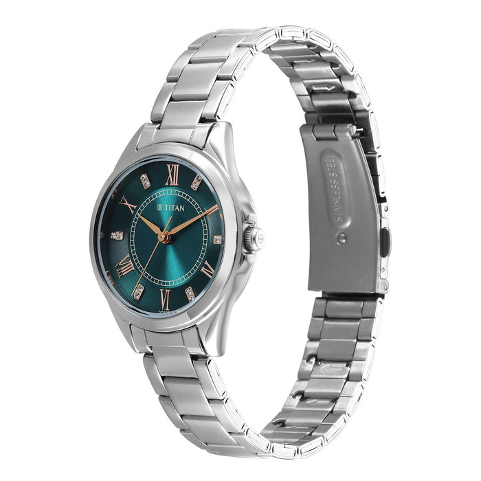 Karishma Radiance Women’s Watch 2565SM04 – Green Dial, Brass Case, Stainless Steel Strap, Quartz, Mineral Glass