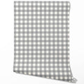 Neutral Geometric Gingham Checkered Traditional Wallpaper (Ash Gray)