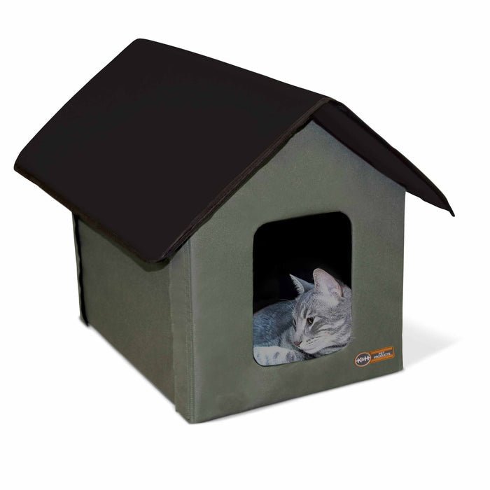 K&H Outdoor Kitty House Cat Shelter Unheated Olive/Black