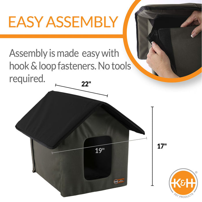 K&H Outdoor Kitty House Cat Shelter Unheated Olive/Black