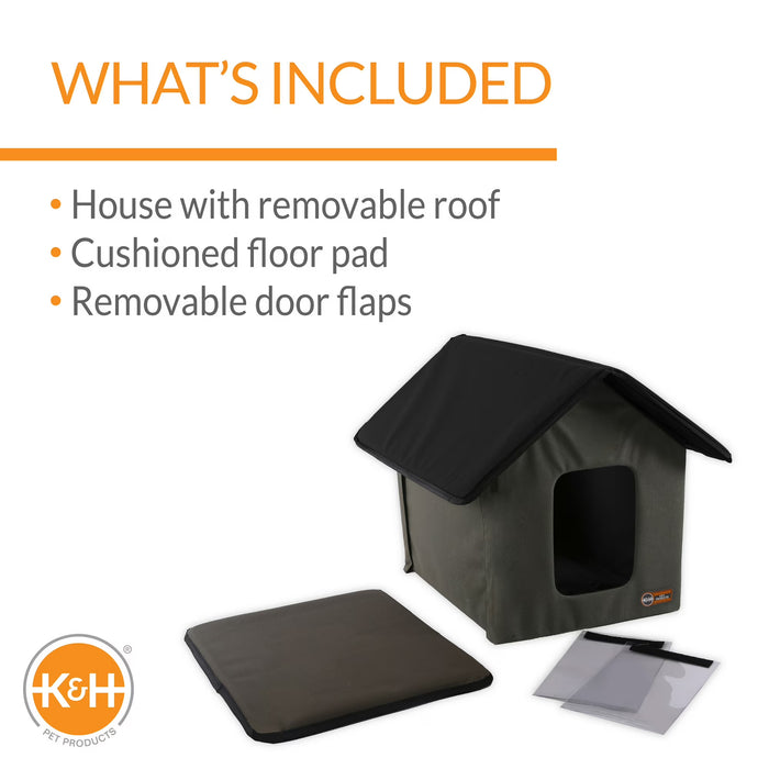K&H Outdoor Kitty House Cat Shelter Unheated Olive/Black