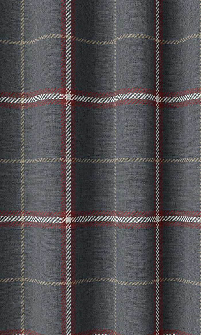 Geometric Patterned Drapes (Slate Grey/ Red)