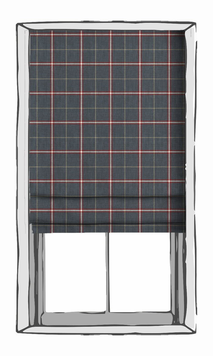 Geometric Patterned Drapes for Living, Bedroom, Kitchen, Bathroom (Slate Grey/ Red)
