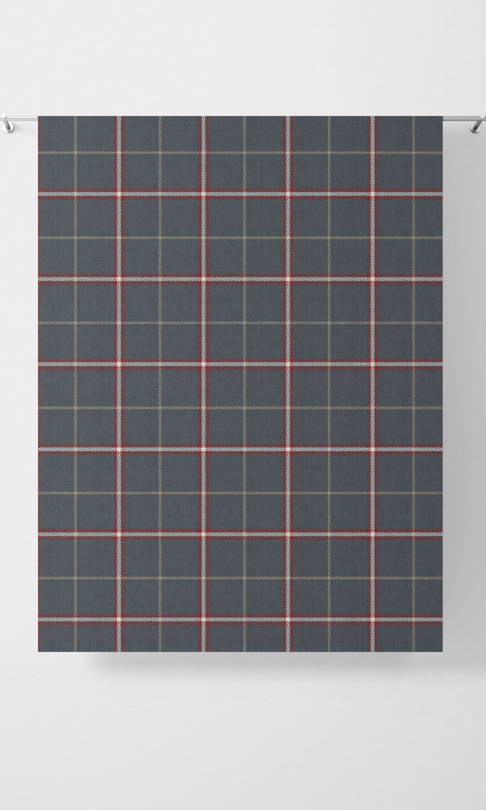 Geometric Patterned Drapes (Slate Grey/ Red) Extra Long Short Wide