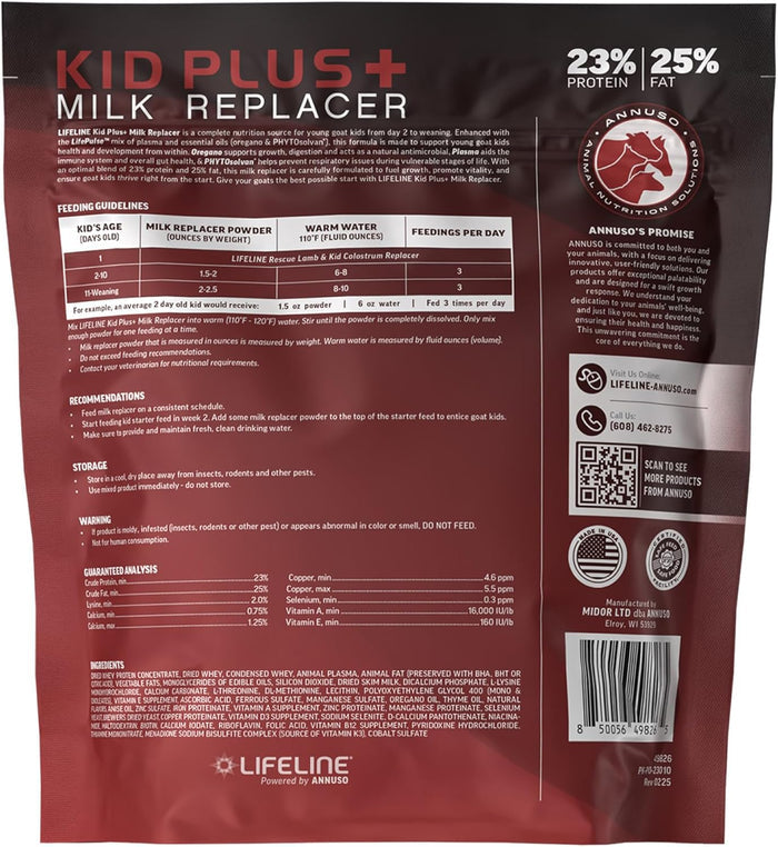 Lifeline Kid Plus+ 6 Lb Milk Replacer 23% Protein Goat Kids Lifepulse