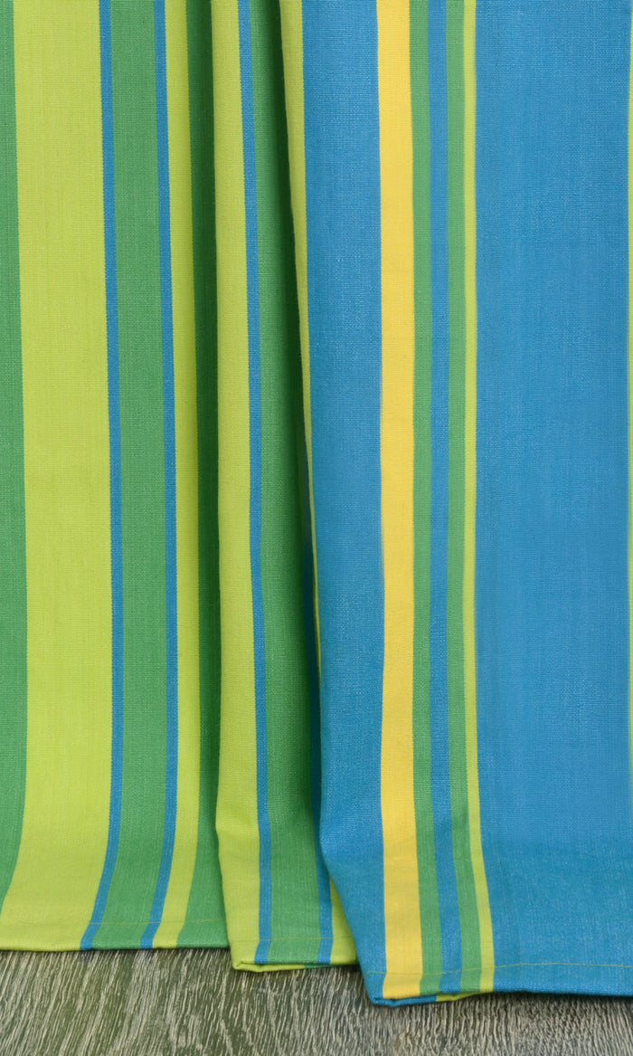 Cotton Pinch Pleat, Rod Pocket, Eyelet Curtains (Blue/ Green)
