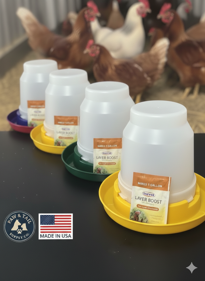 Little Giant 1 Gal Poultry Nesting Jug Waterer Set + Chickens Layer Boost Combo