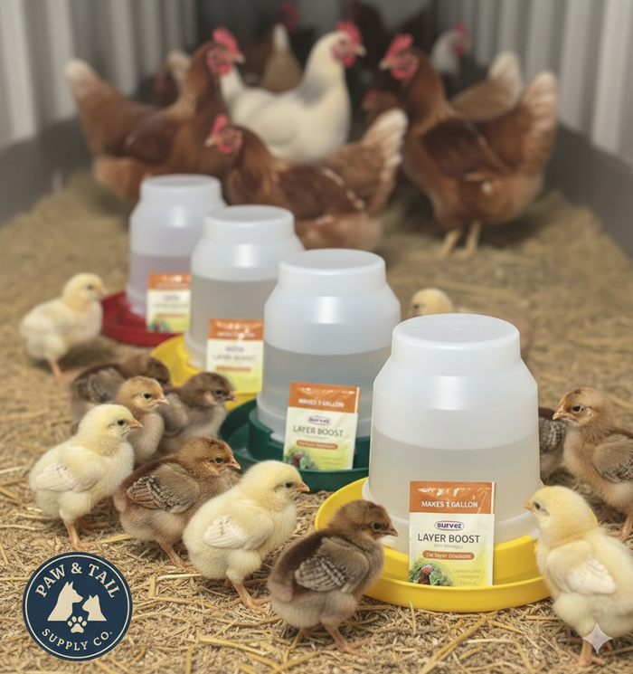 Little Giant 1 Gal Poultry Nesting Jug Waterer Set + Chickens Layer Boost Combo