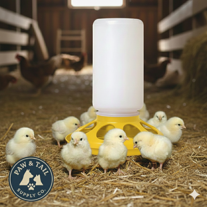 Little Giant 1 Qt Plastic Chick Feeder Jar & Base Set Yellow Baby Poultry