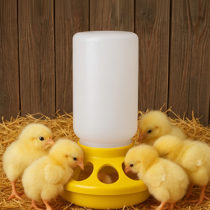 Little Giant 1 Qt Plastic Chick Feeder Jar & Base Set Yellow Baby Poultry