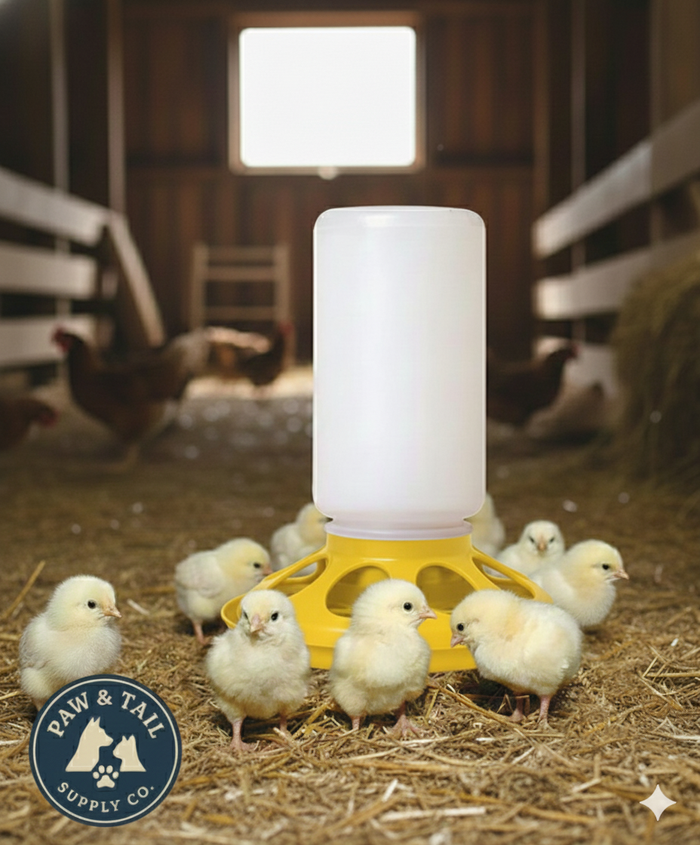 Little Giant 1 Qt Plastic Chick Feeder Jar & Base Set Yellow Baby Poultry
