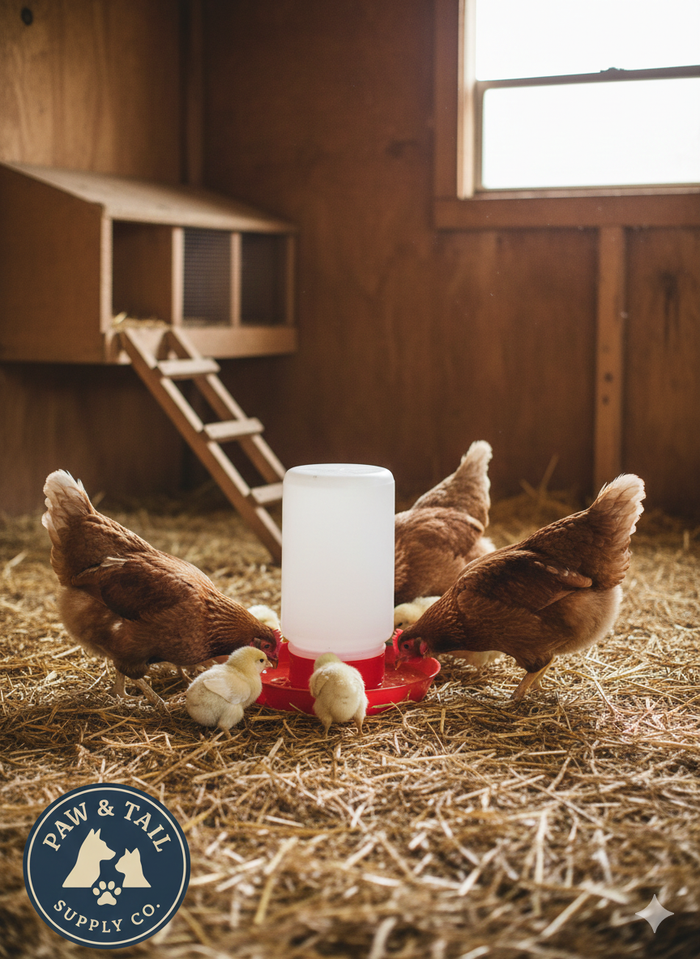 Little Giant 1 Quart Chick Jar & Waterer Base Set Red Baby Poultry Drinker