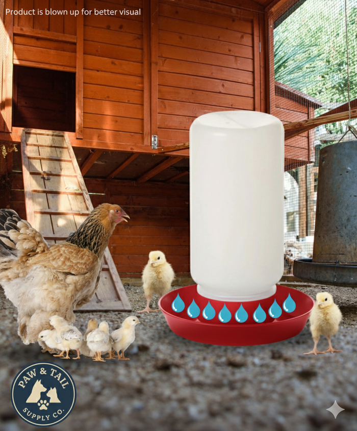 Little Giant 1 Quart Chick Jar & Waterer Base Set Red Baby Poultry Drinker