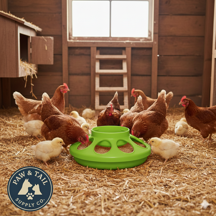 Little Giant 1 Quart Plastic Chick Feeder Jar & Base Set Green Baby Poultry