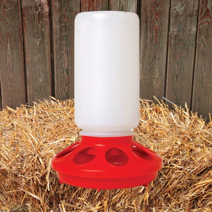 Little Giant 1 Quart Plastic Chick Feeder Jar & Base Set Red Baby Poultry