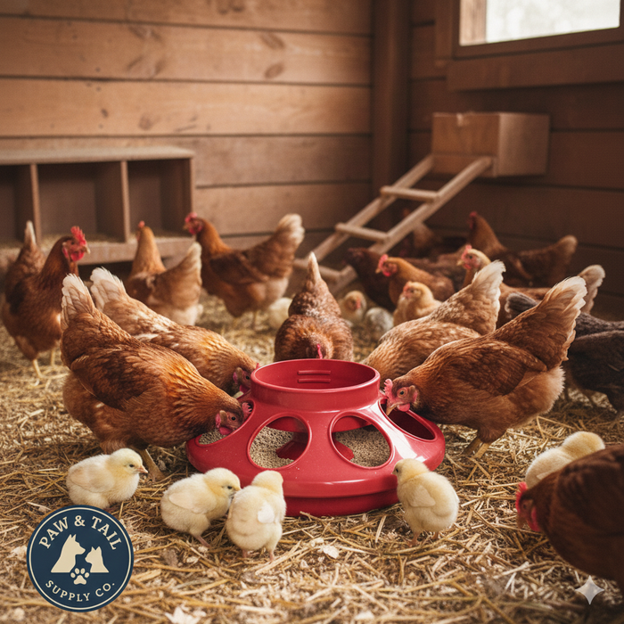 Little Giant 1 Quart Plastic Chick Feeder Jar & Base Set Red Baby Poultry
