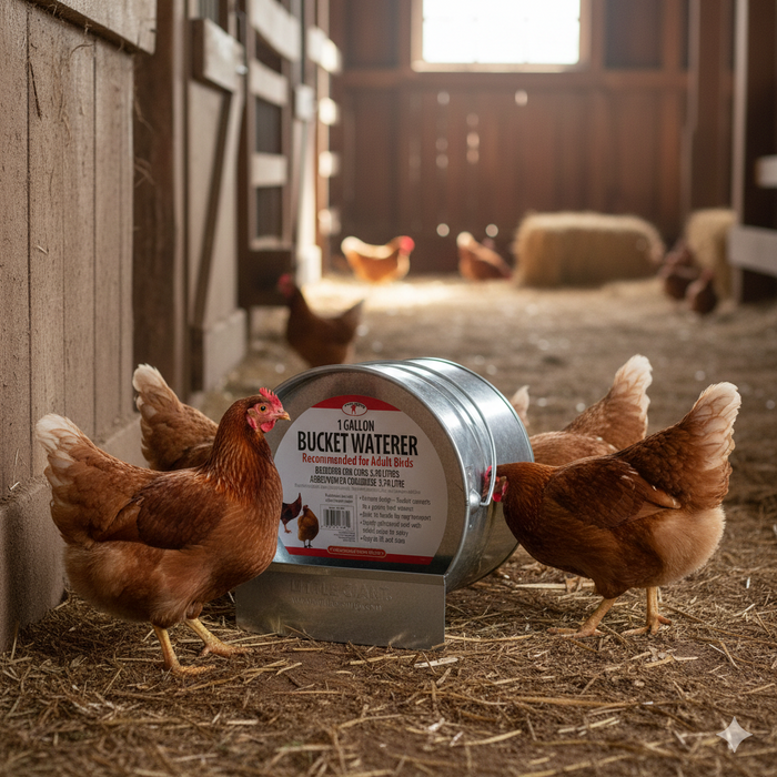 Little Giant 2-in-1 Poultry Bucket Waterer 1 Gallon Galvanized Gravity Feed