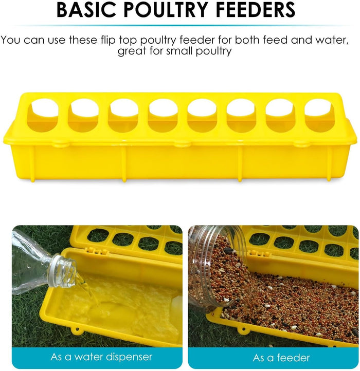 Little Giant 20" Plastic Flip-Top Poultry Ground Feeder, Yellow Easy Access for Chickens