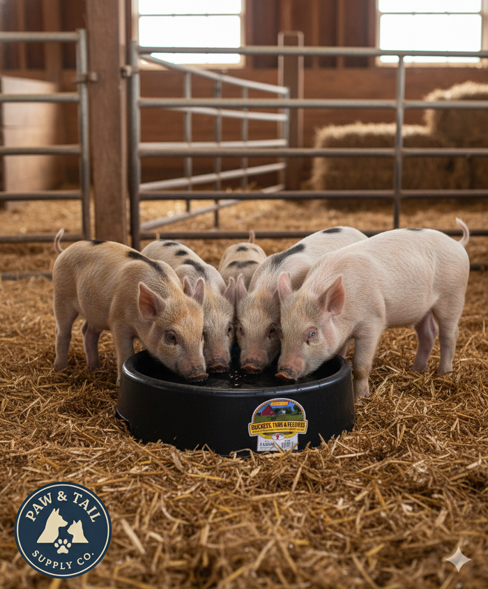 Little Giant 3 Gallon Plastic Pan Feeder Black Low Profile Livestock Feeder